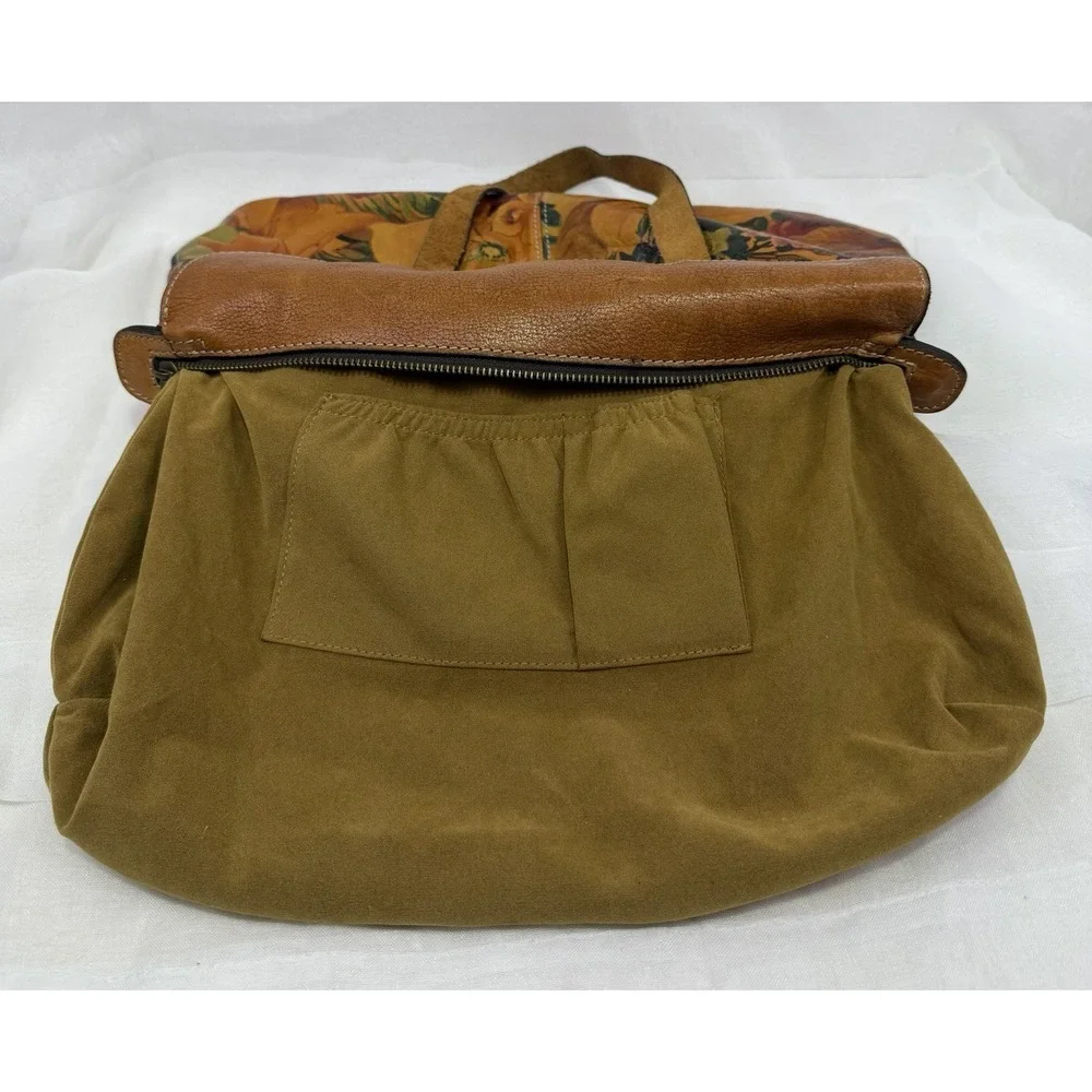 Patricia Nash Enlightened Garden Floral Leather Shoulder Bag Satchel Pleated GUC